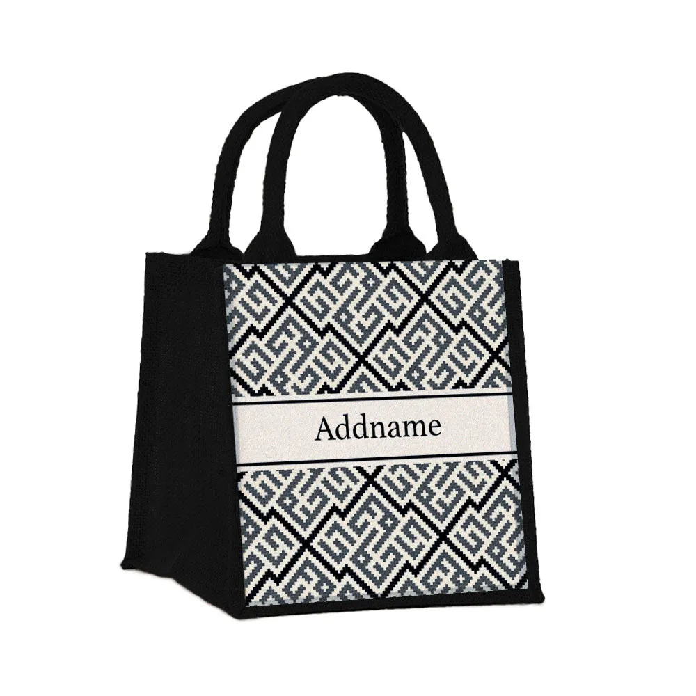 Moroccan & Mosaic Series Small Jute Tote Bag [FREE Custom Add Name]