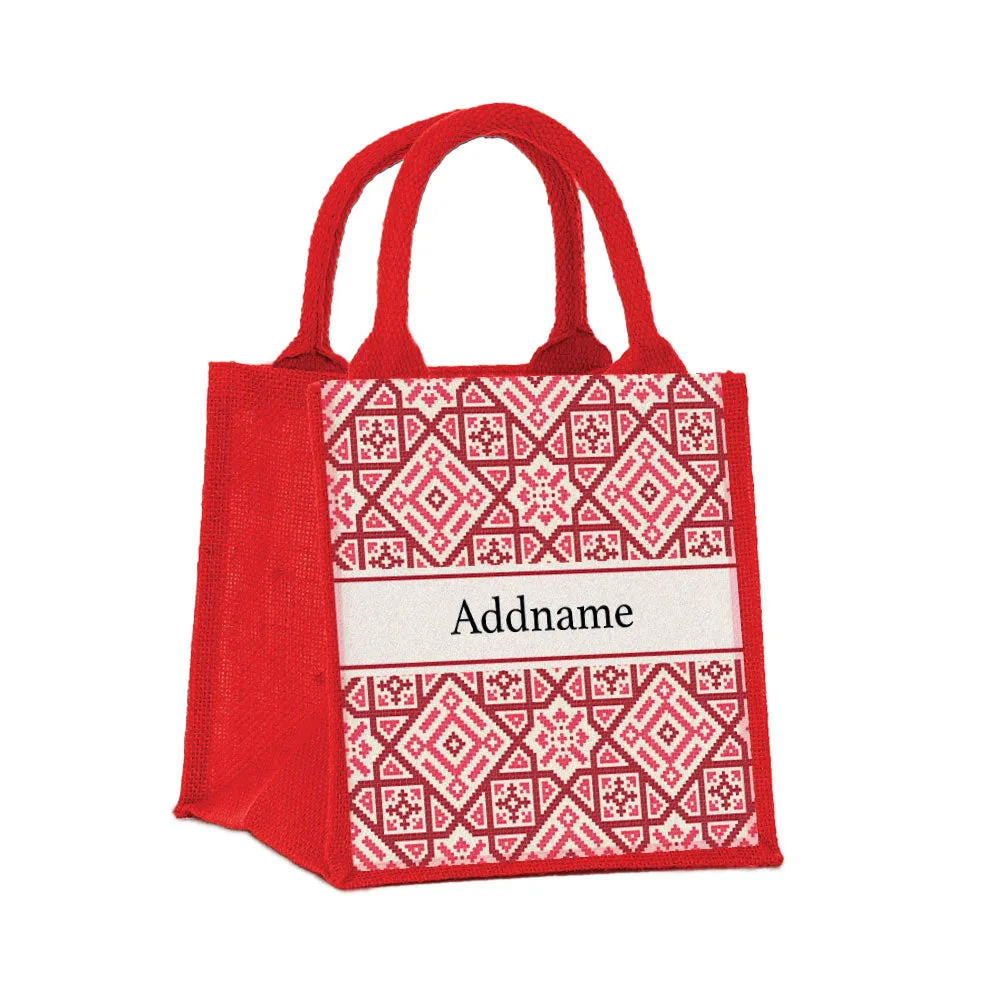Moroccan & Mosaic Series Small Jute Tote Bag [FREE Custom Add Name]