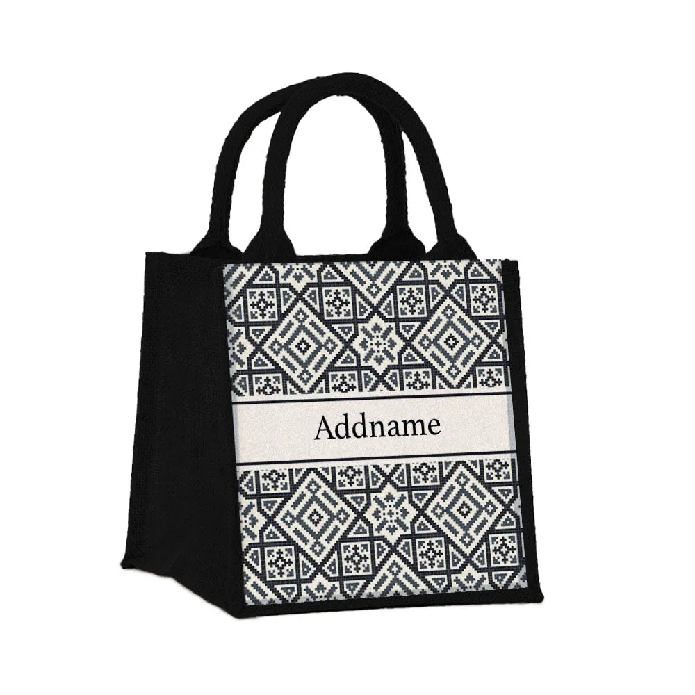 Moroccan & Mosaic Series Small Jute Tote Bag [FREE Custom Add Name]