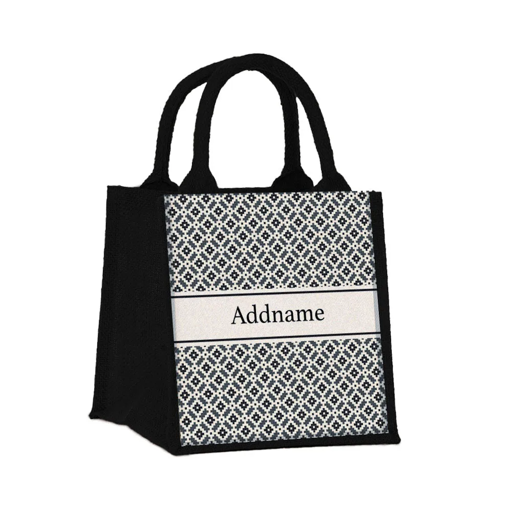 Moroccan & Mosaic Series Small Jute Tote Bag [FREE Custom Add Name]