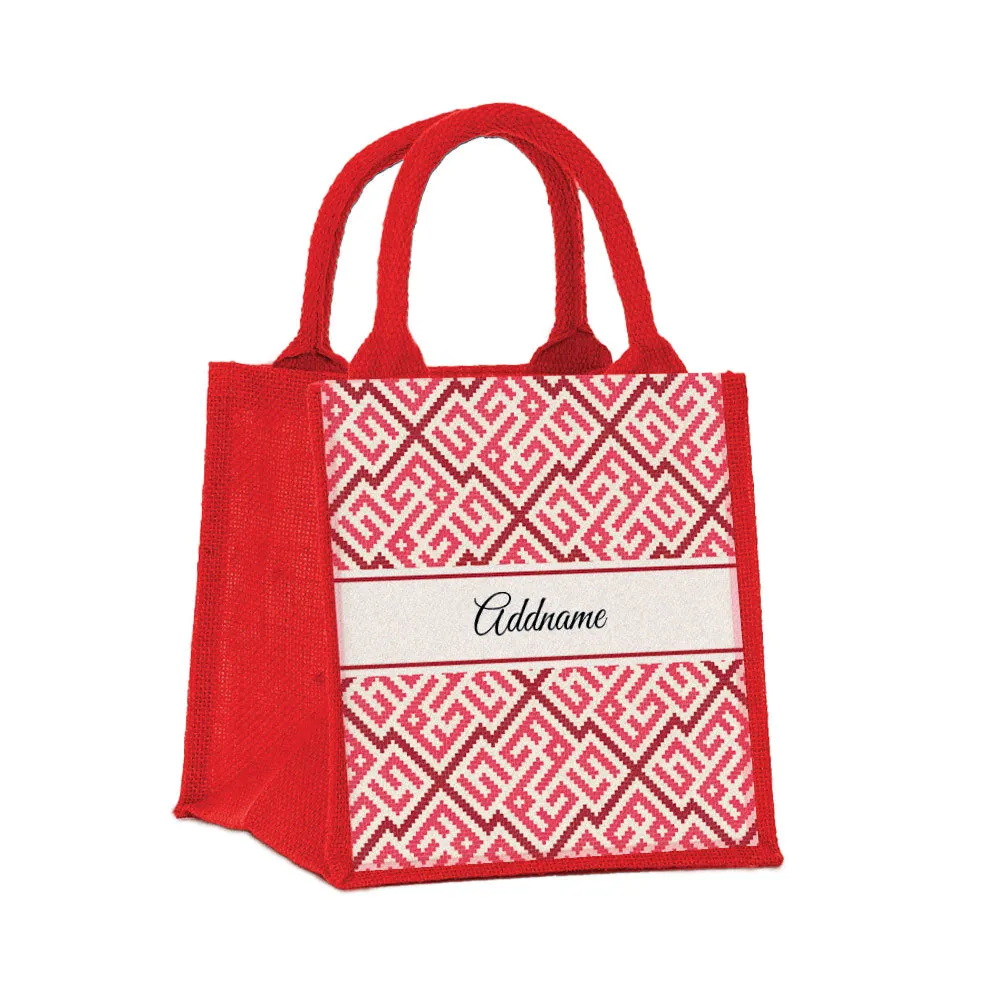 Moroccan & Mosaic Series Small Jute Tote Bag [FREE Custom Add Name]