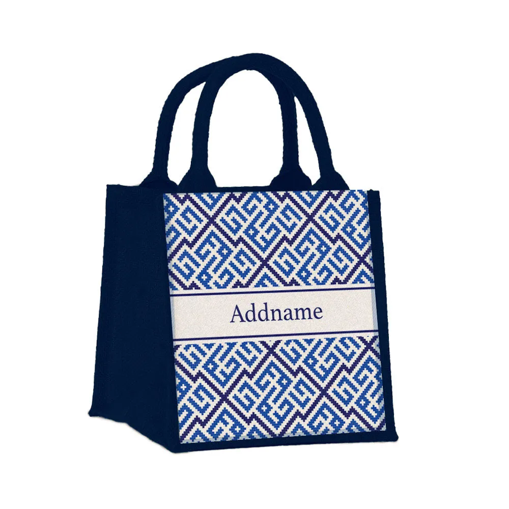 Moroccan & Mosaic Series Small Jute Tote Bag [FREE Custom Add Name]