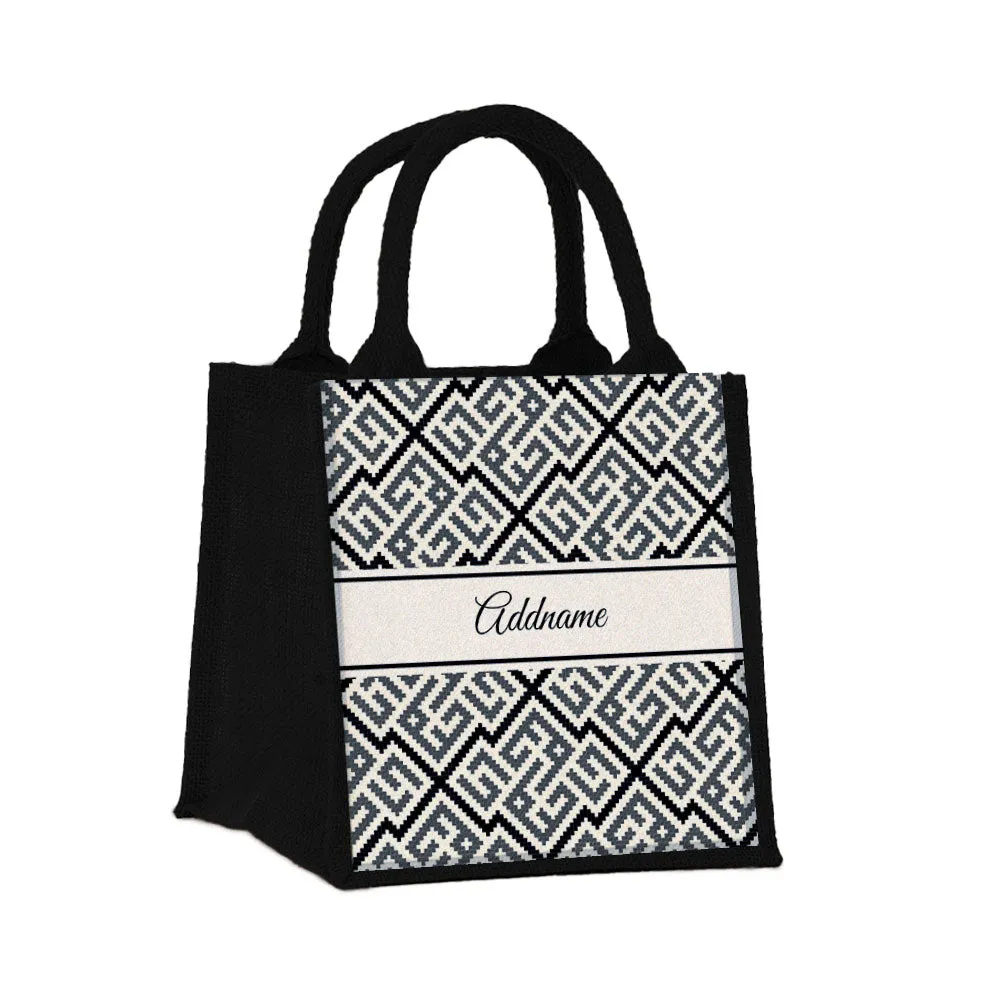Moroccan & Mosaic Series Small Jute Tote Bag [FREE Custom Add Name]