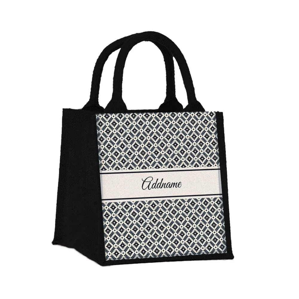 Moroccan & Mosaic Series Small Jute Tote Bag [FREE Custom Add Name]