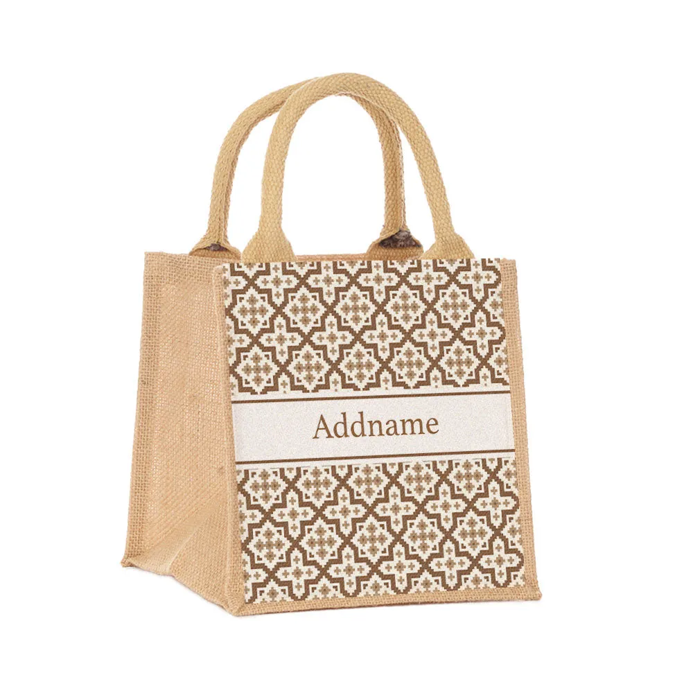 Moroccan & Mosaic Series Small Jute Tote Bag [FREE Custom Add Name]