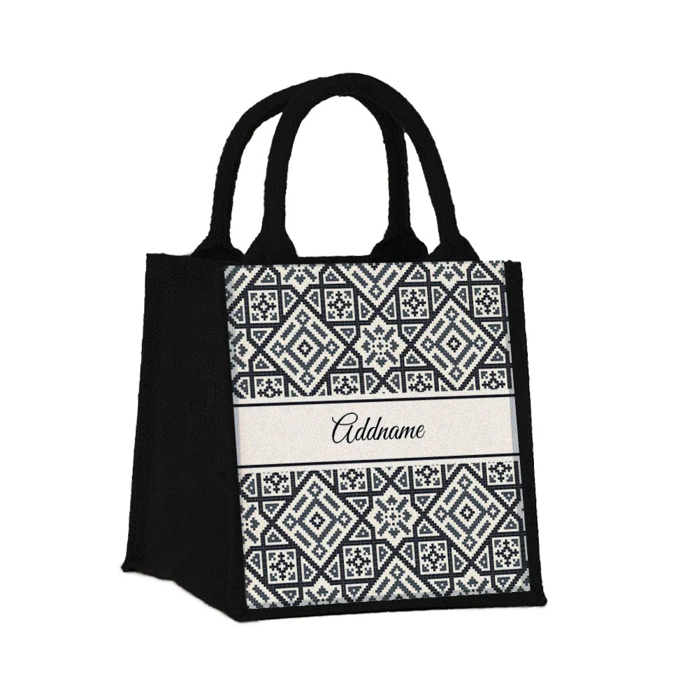 Moroccan & Mosaic Series Small Jute Tote Bag [FREE Custom Add Name]