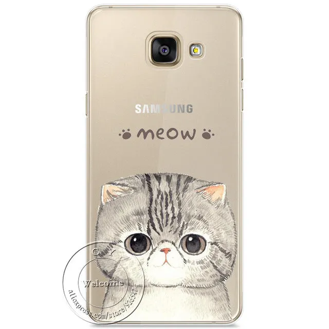 New Fashion Super Cute Cat Hard Case Cover For Samsung Galaxy A310 A510 A710 J110 J510 J710 A3 A5 A7 J1 J5 J7 2015 2016 2017