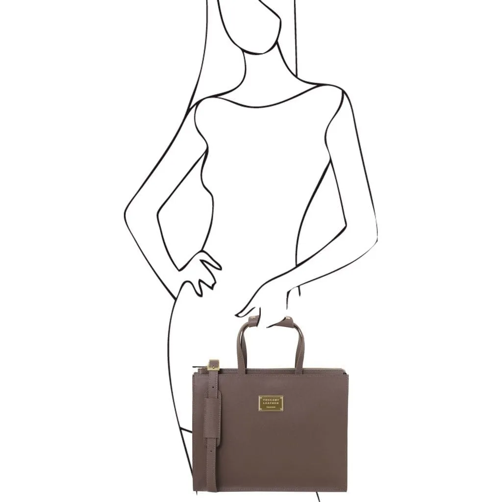 Palermo - Saffiano Italian leather briefcase 3-compartment for women | TL141369