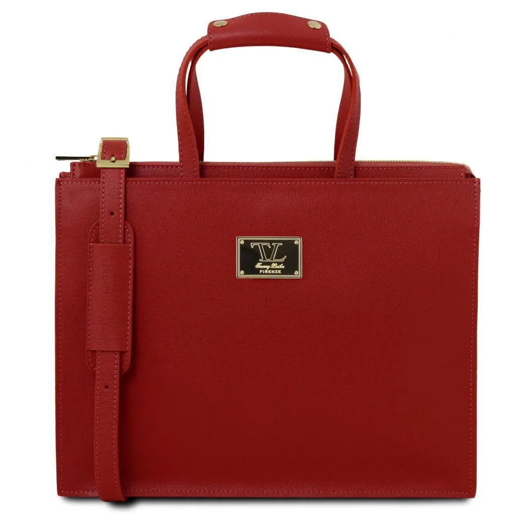 Palermo - Saffiano Italian leather briefcase 3-compartment for women | TL141369