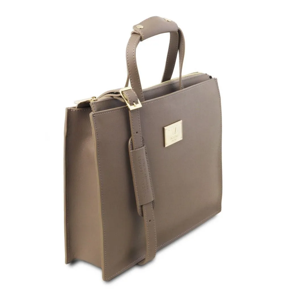 Palermo - Saffiano Italian leather briefcase 3-compartment for women | TL141369