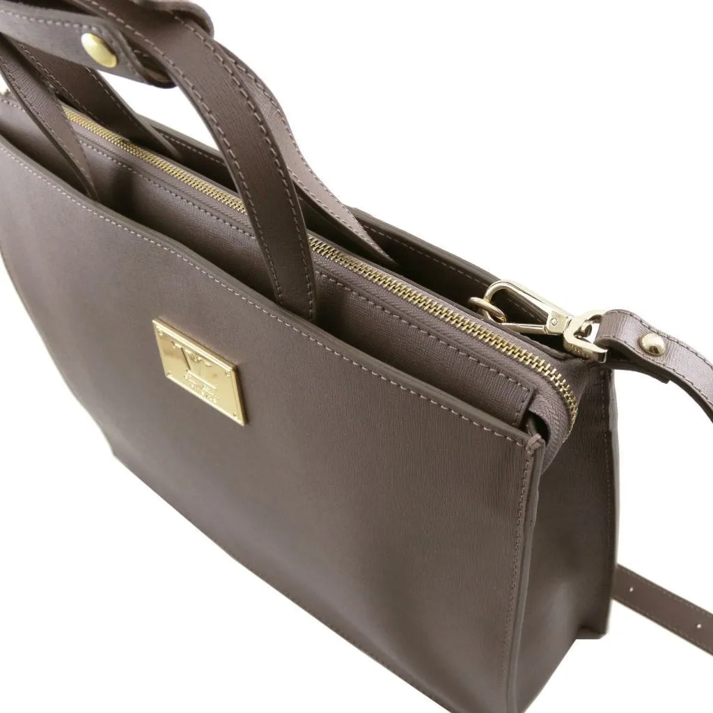 Palermo - Saffiano Italian leather briefcase 3-compartment for women | TL141369