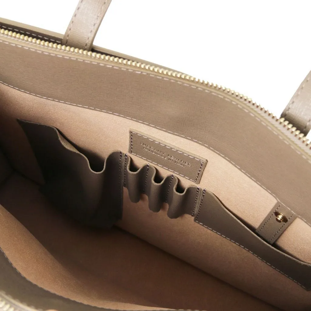 Palermo - Saffiano Italian leather briefcase 3-compartment for women | TL141369