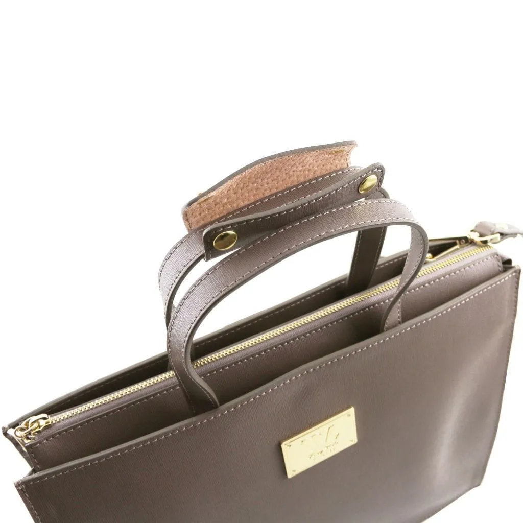 Palermo - Saffiano Italian leather briefcase 3-compartment for women | TL141369