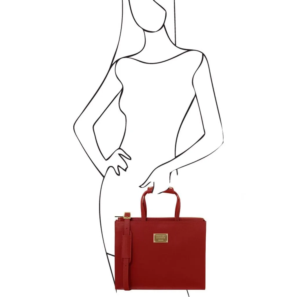 Palermo - Saffiano Italian leather briefcase 3-compartment for women | TL141369