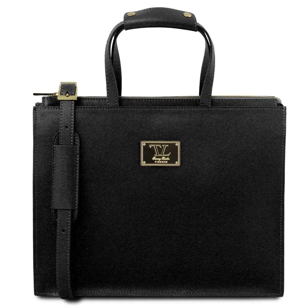 Palermo - Saffiano Italian leather briefcase 3-compartment for women | TL141369