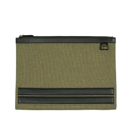Palma portfolio in olive green canvas and black vegetable-tanned leather