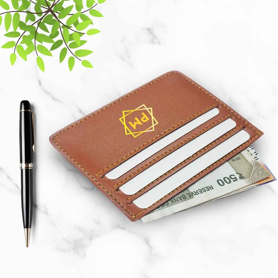 Personalised Metal Business Card Holder for Men - Initials