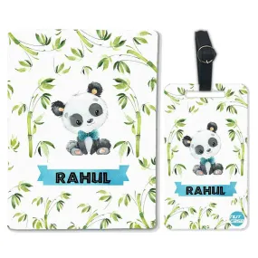 Personalized Passport Cover Holder Travel Case With Luggage Tag -  Cute Small Panda