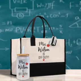 Personalized Teacher Cotton Canvas Tote Bag Gift for Teachers Teacher Life Tote Custom Teacher Appreciation Gift Bag Teacher Name Bag