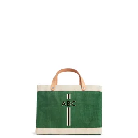 Petite Market Bag in Field Green with Black Monogram