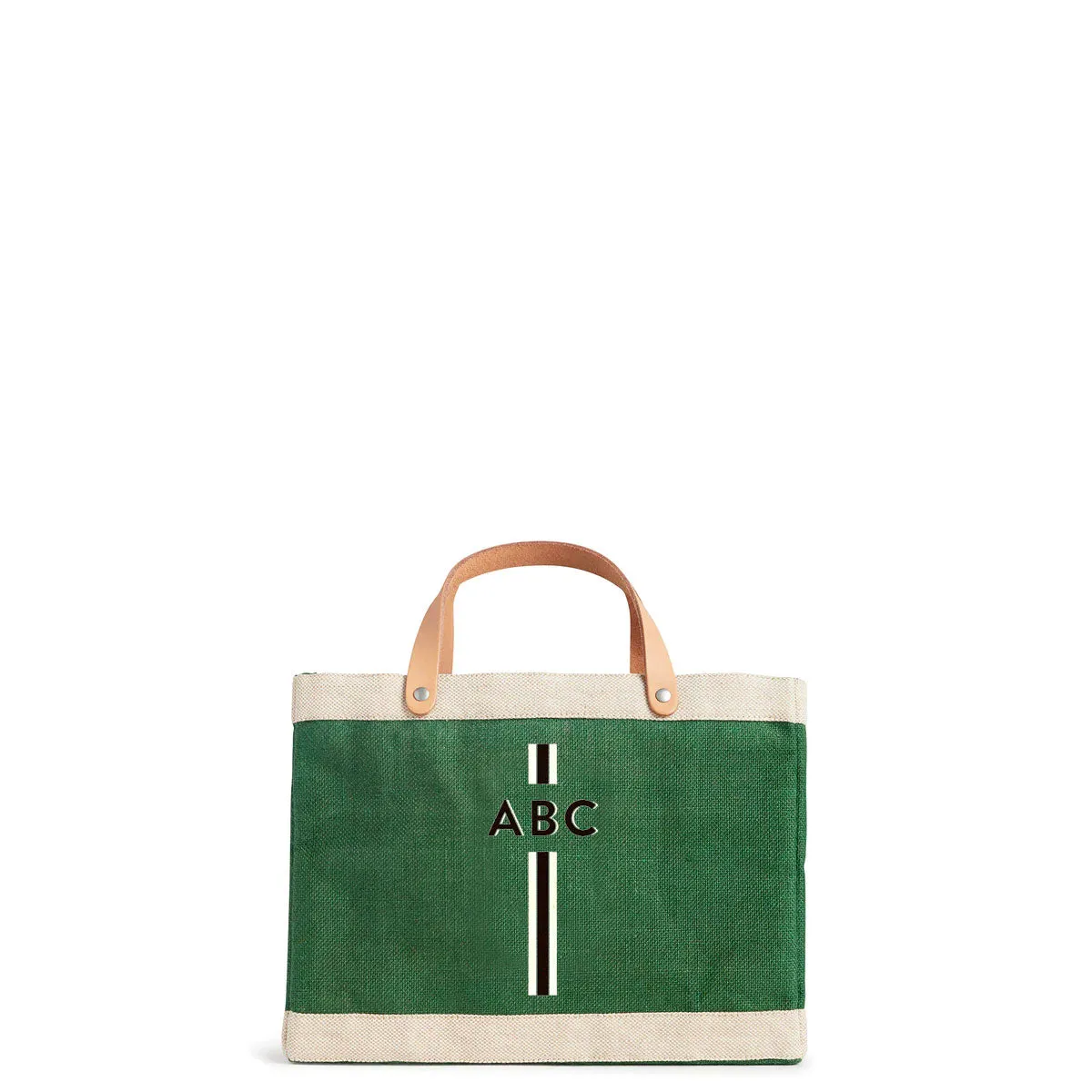 Petite Market Bag in Field Green with Black Monogram
