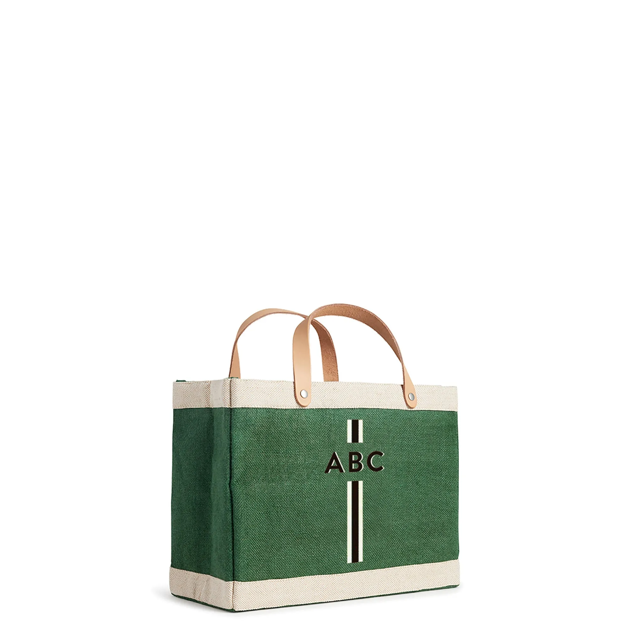 Petite Market Bag in Field Green with Black Monogram