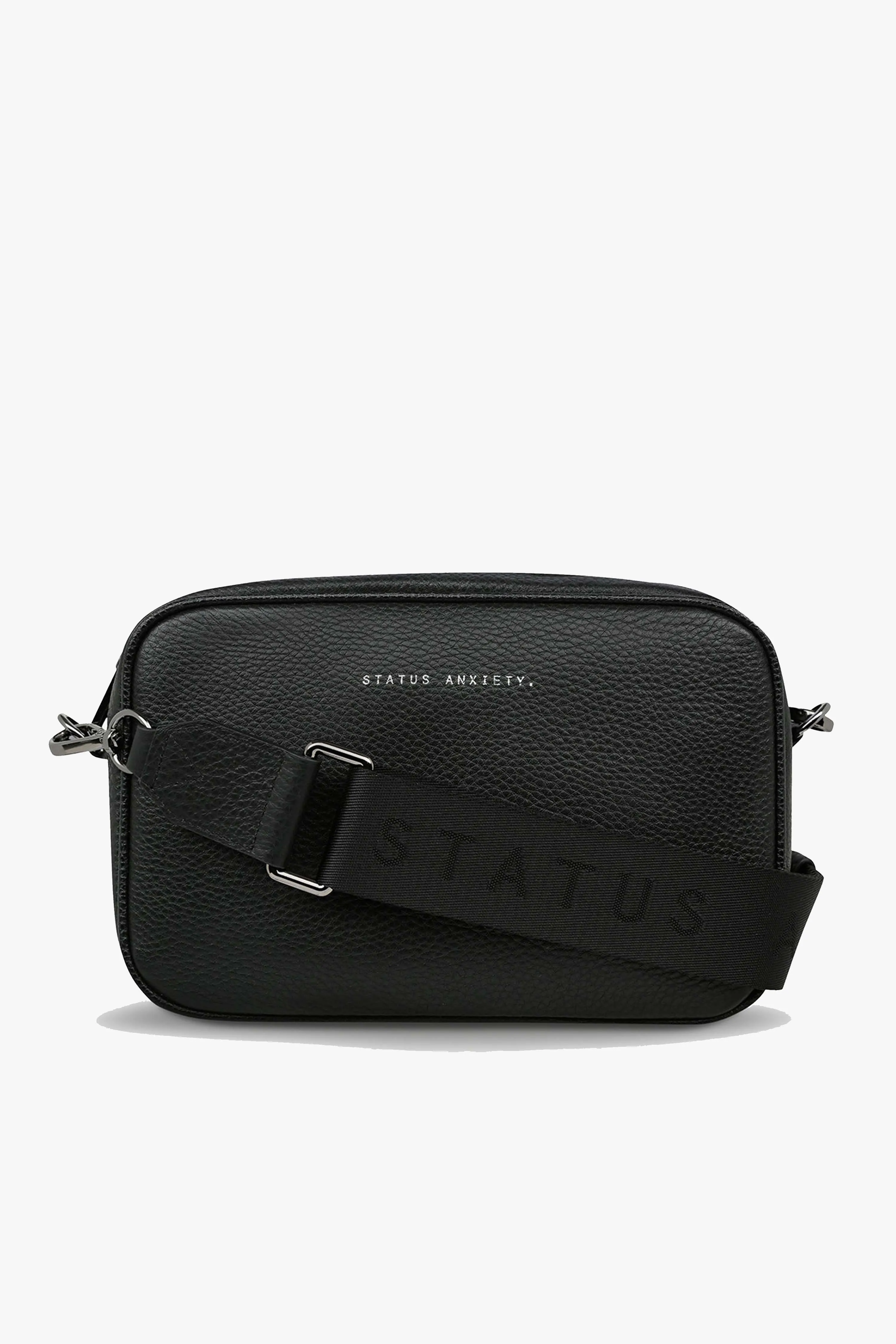 Plunder Black Crossbody Bag Webbed Strap
