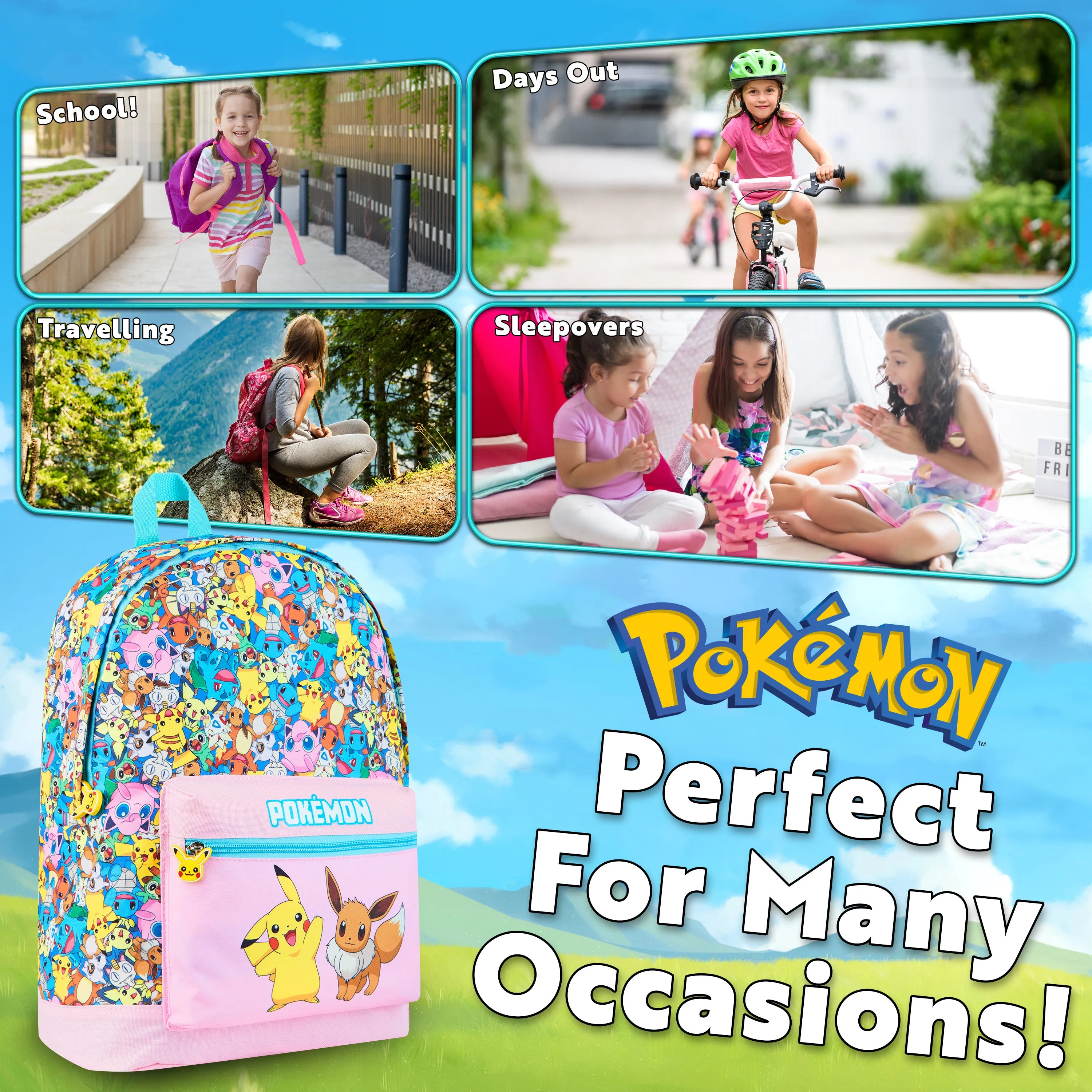 Pokemon Backpacks for Girls and Boys - Eevee and Pikachu Backpack
