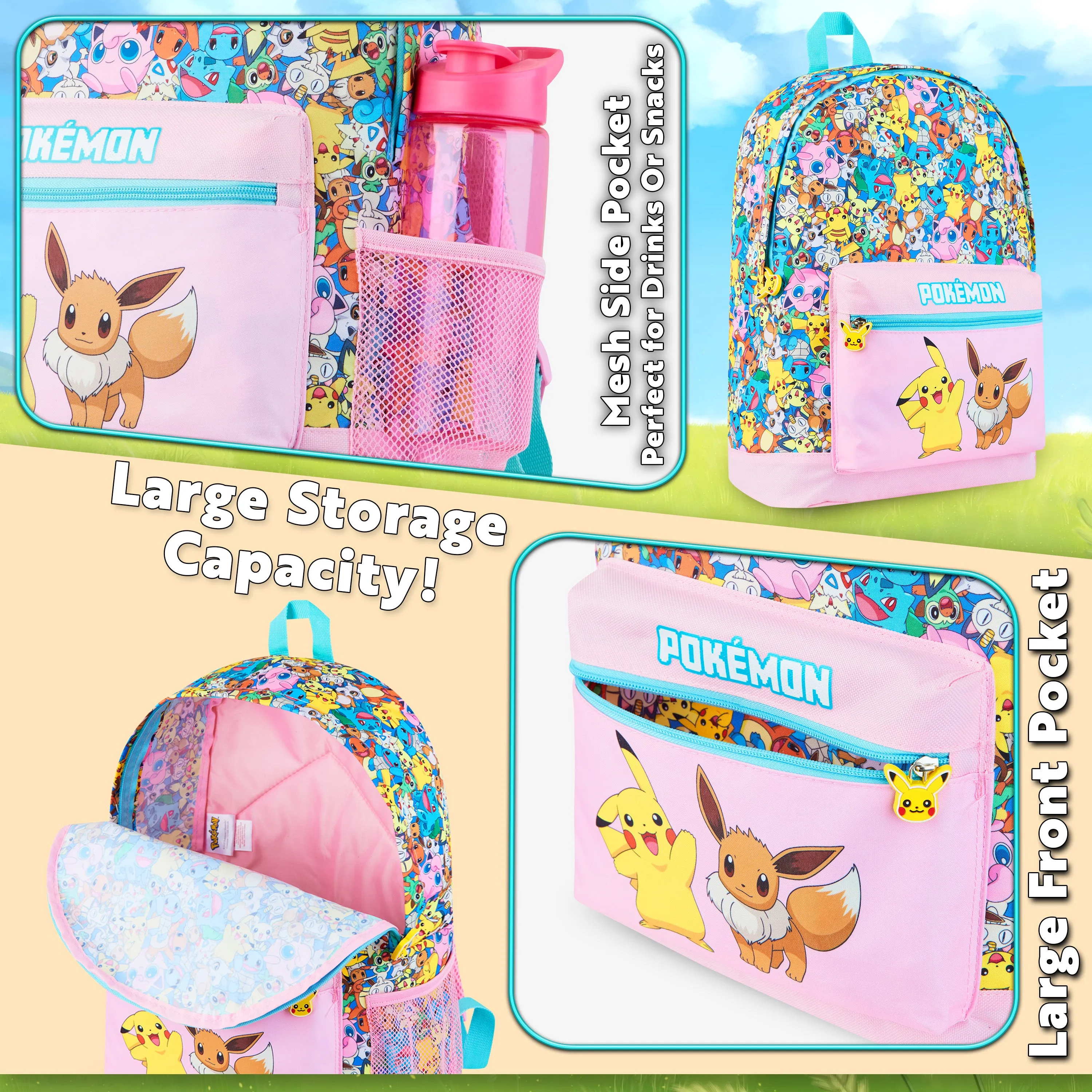Pokemon Backpacks for Girls and Boys - Eevee and Pikachu Backpack