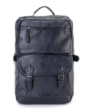 Pu Buckled Zipper Backpack - Navy