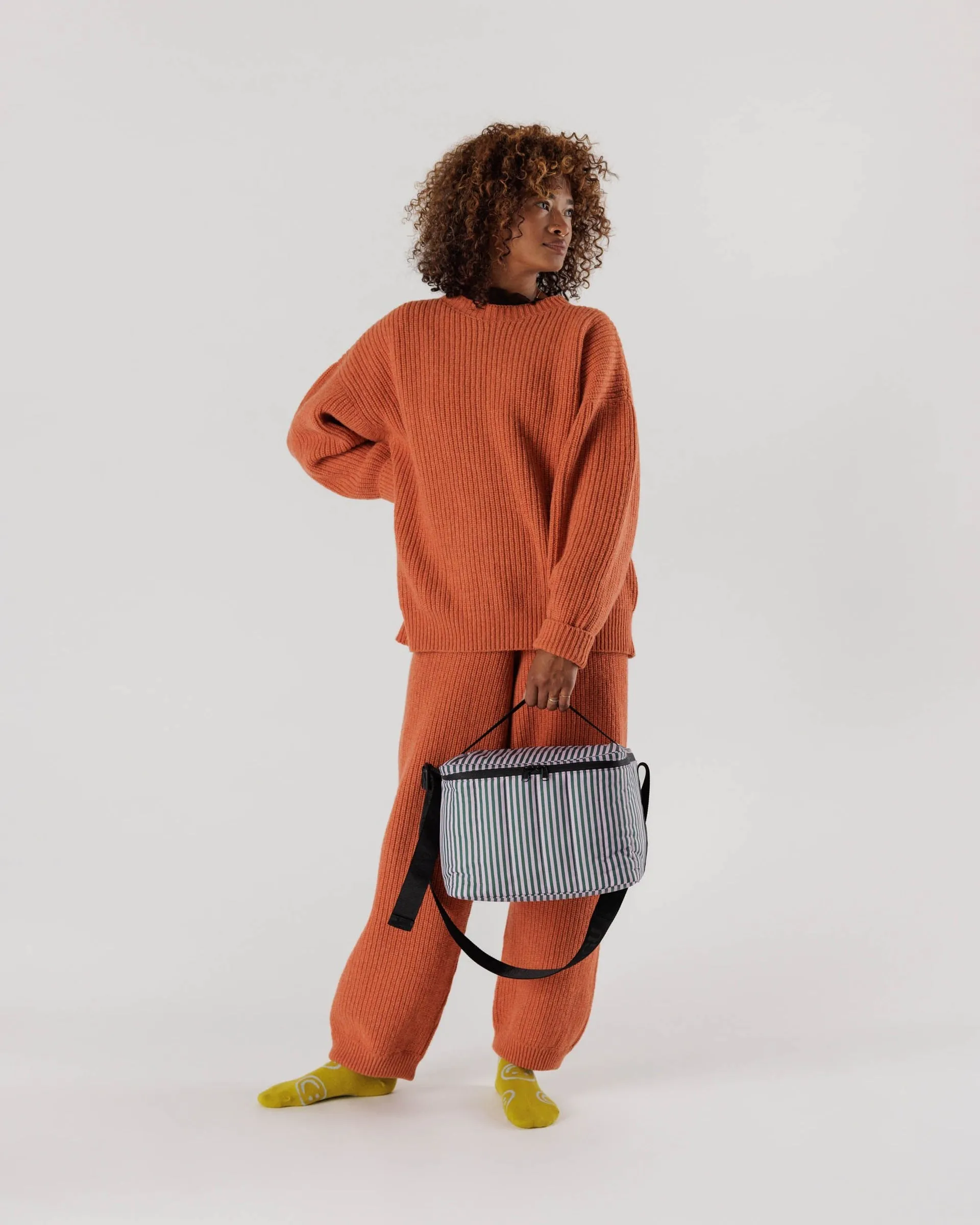 Puffy Cooler Bag - Lilac Candy Stripe