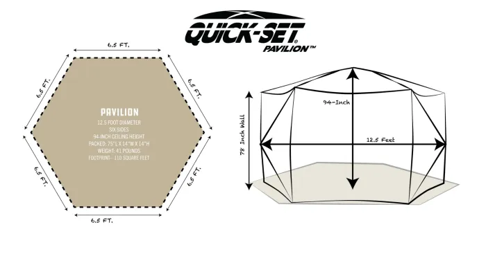 Quick-Set Pavilion Camper Screen Shelter (6 Sided)