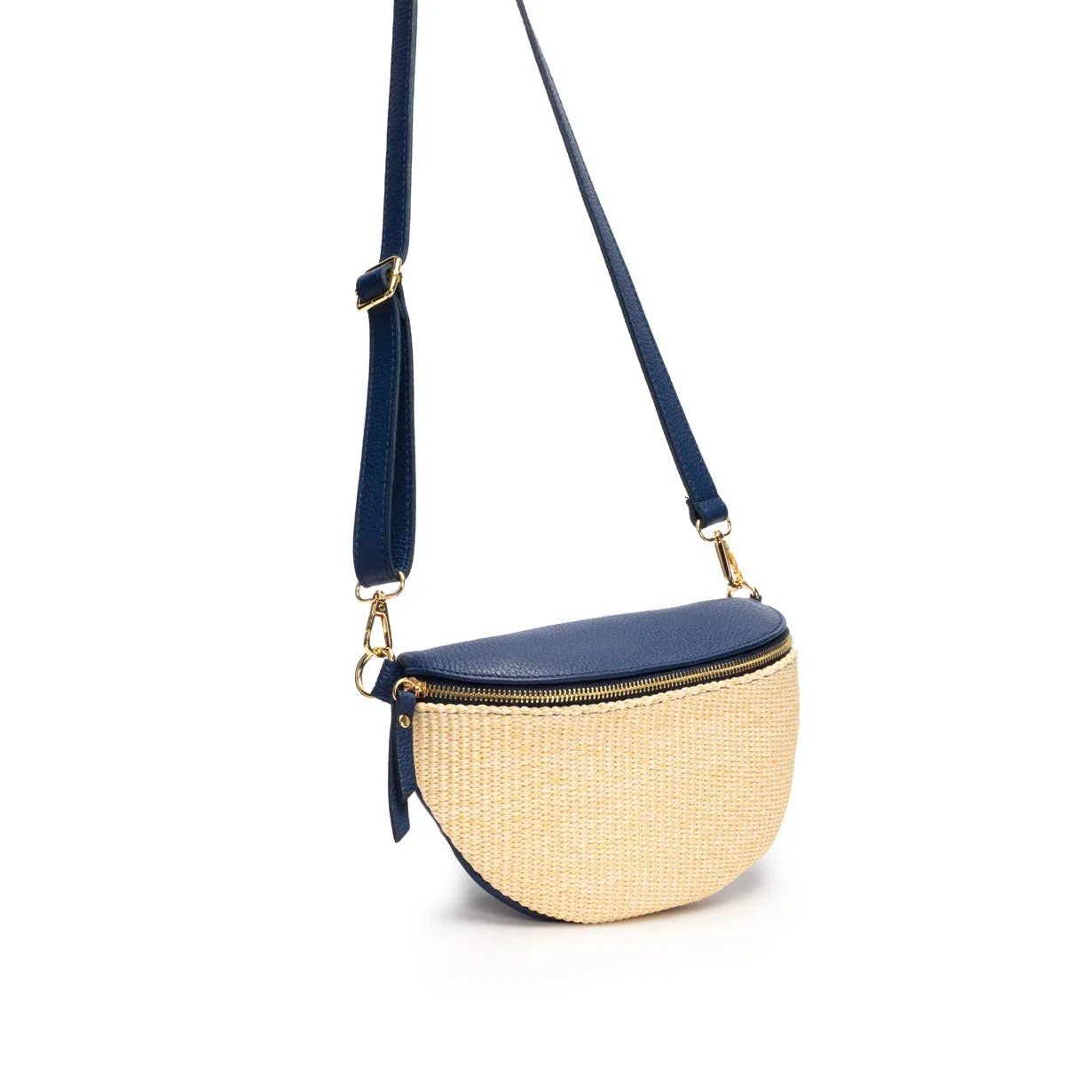 Raffia Sling Bag Navy