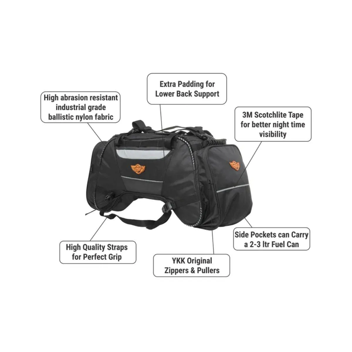 Rhino Mini 50L Tail Bag with Rain Cover and Dry Bag - Black