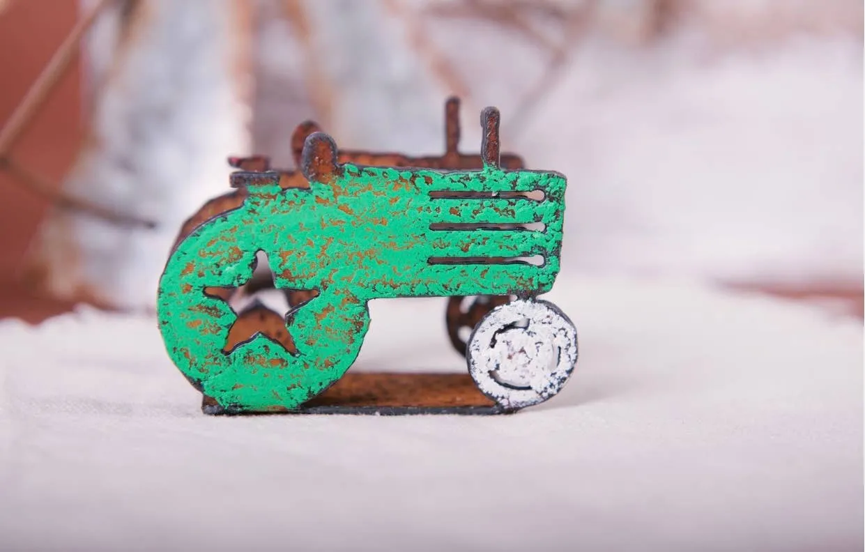 Rustic Metal Tractor Business Card Holder-Made in the USA