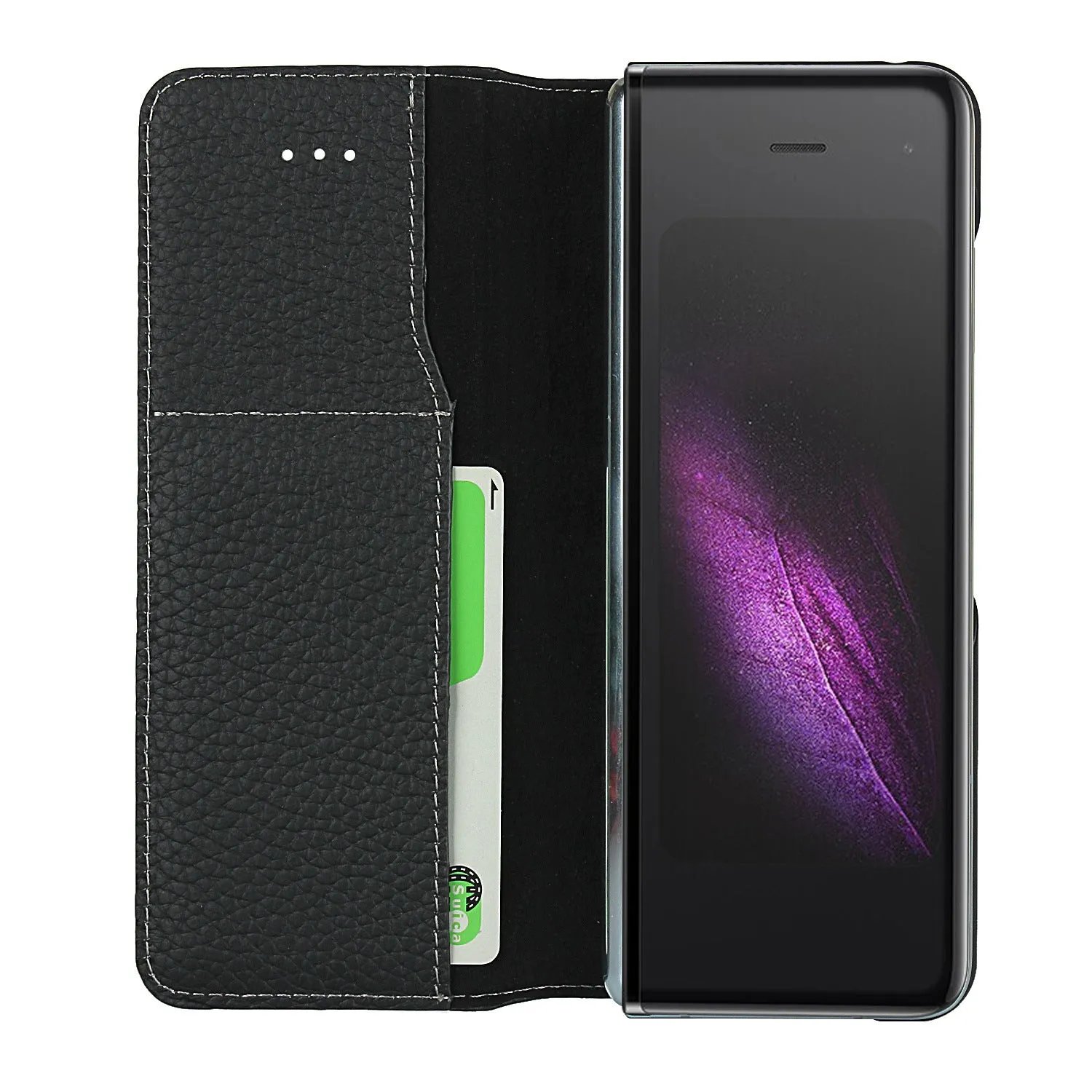 Samsung Galaxy Z fold Bracket leather Black Shockproof phone case for card slot wallet
