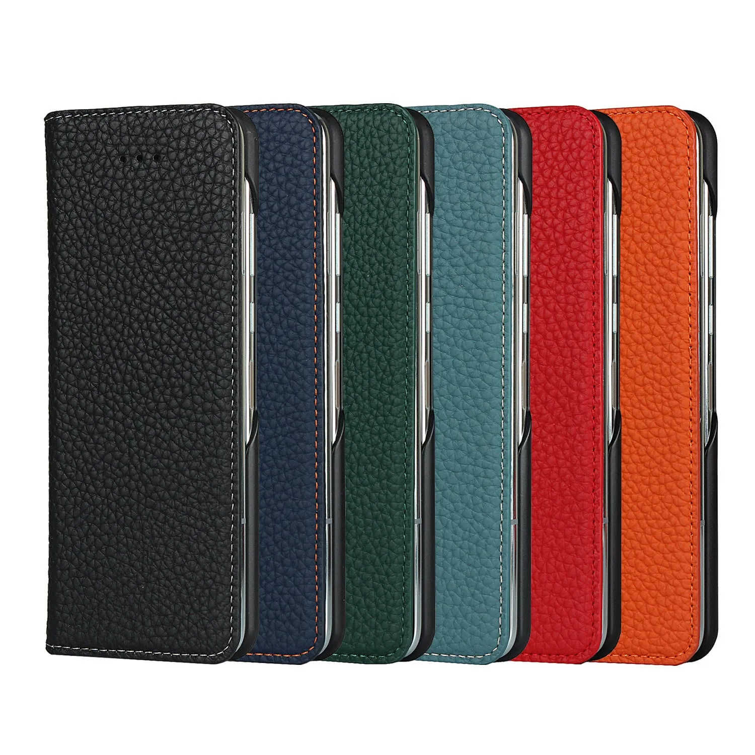 Samsung Galaxy Z fold Bracket leather Black Shockproof phone case for card slot wallet