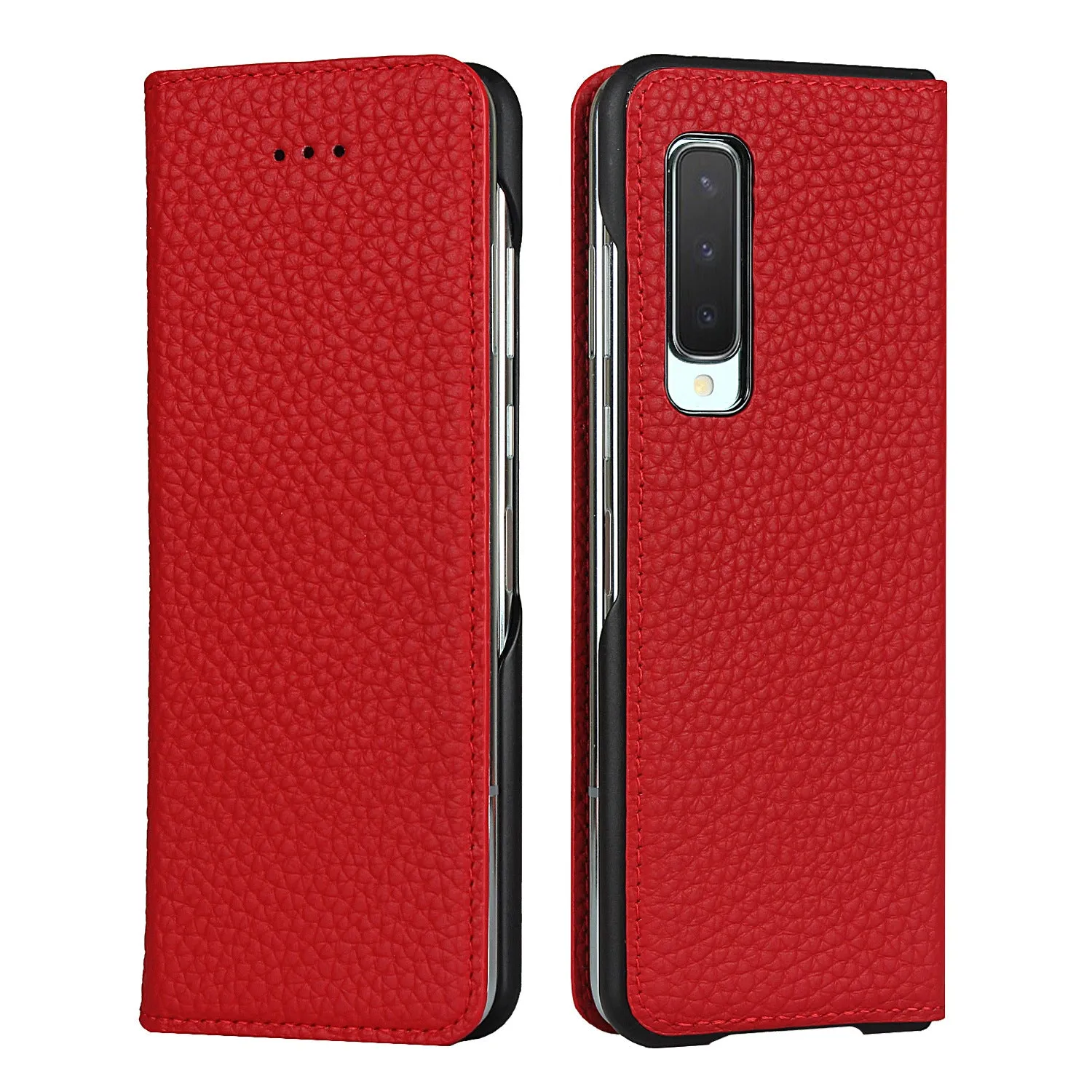 Samsung Galaxy Z fold Bracket leather Black Shockproof phone case for card slot wallet