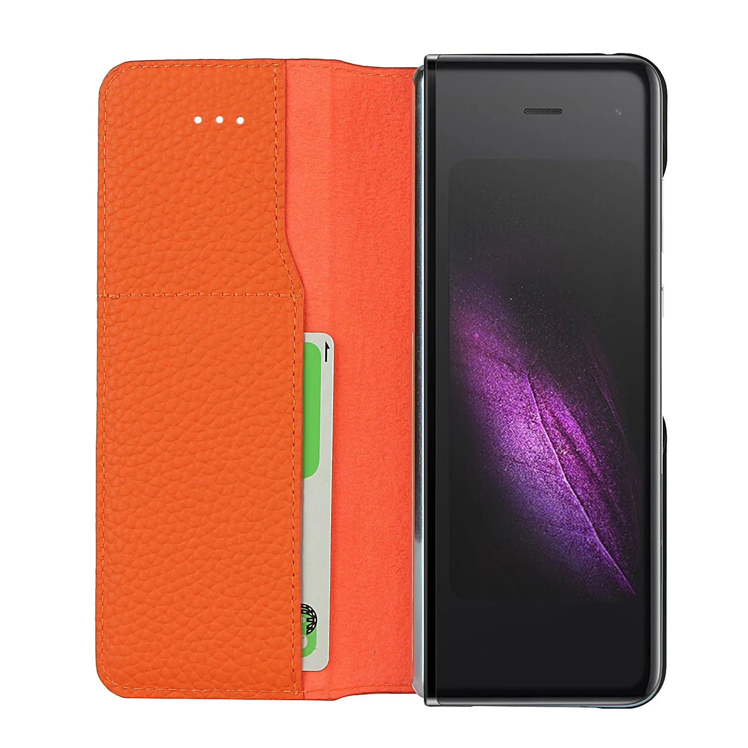 Samsung Galaxy Z fold Bracket leather Black Shockproof phone case for card slot wallet