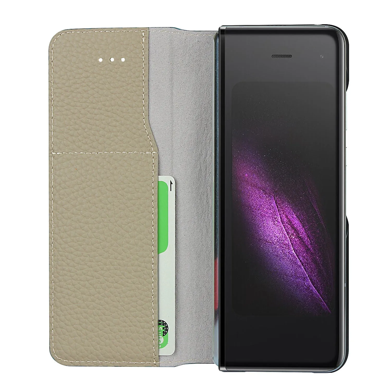 Samsung Galaxy Z fold Bracket leather Black Shockproof phone case for card slot wallet