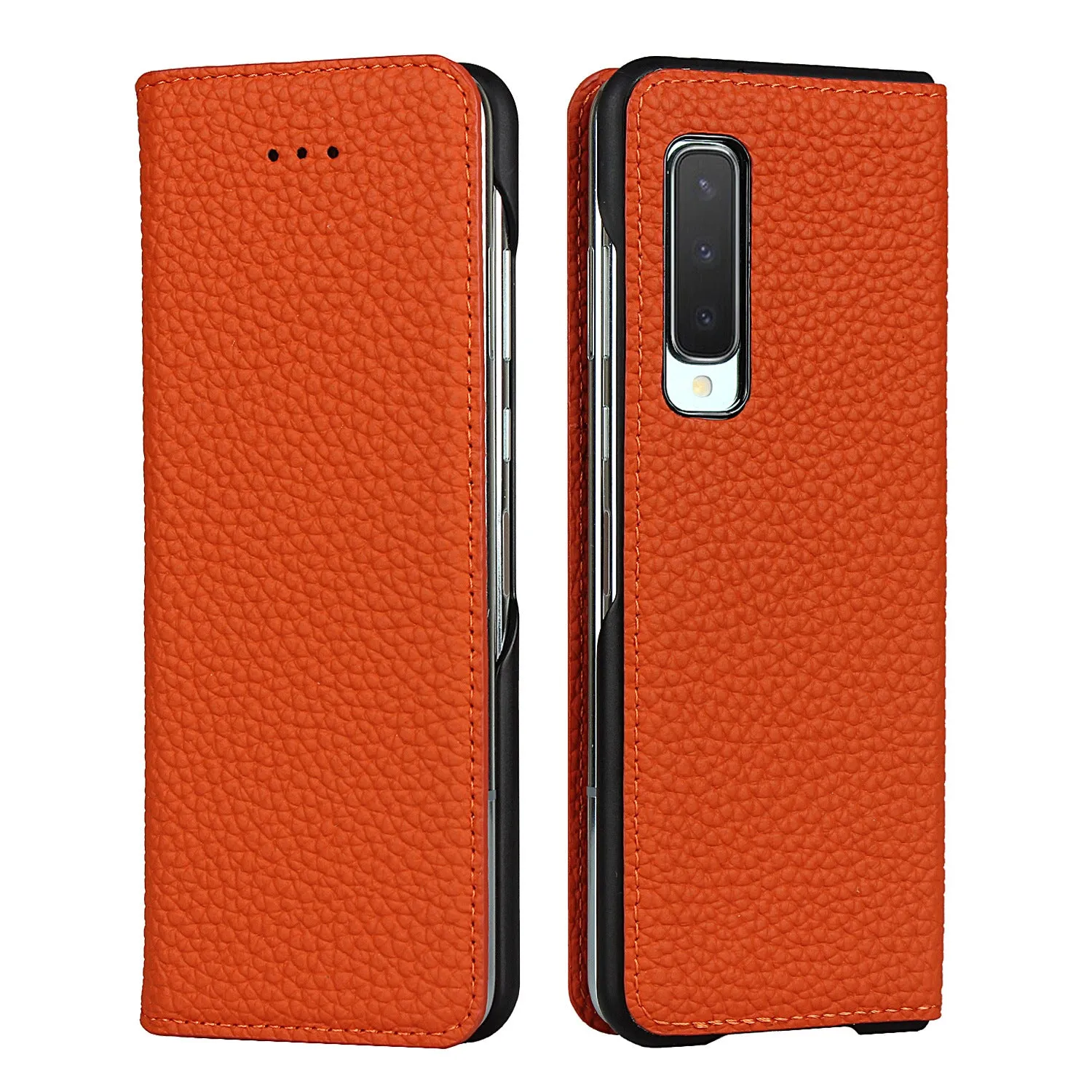 Samsung Galaxy Z fold Bracket leather Black Shockproof phone case for card slot wallet