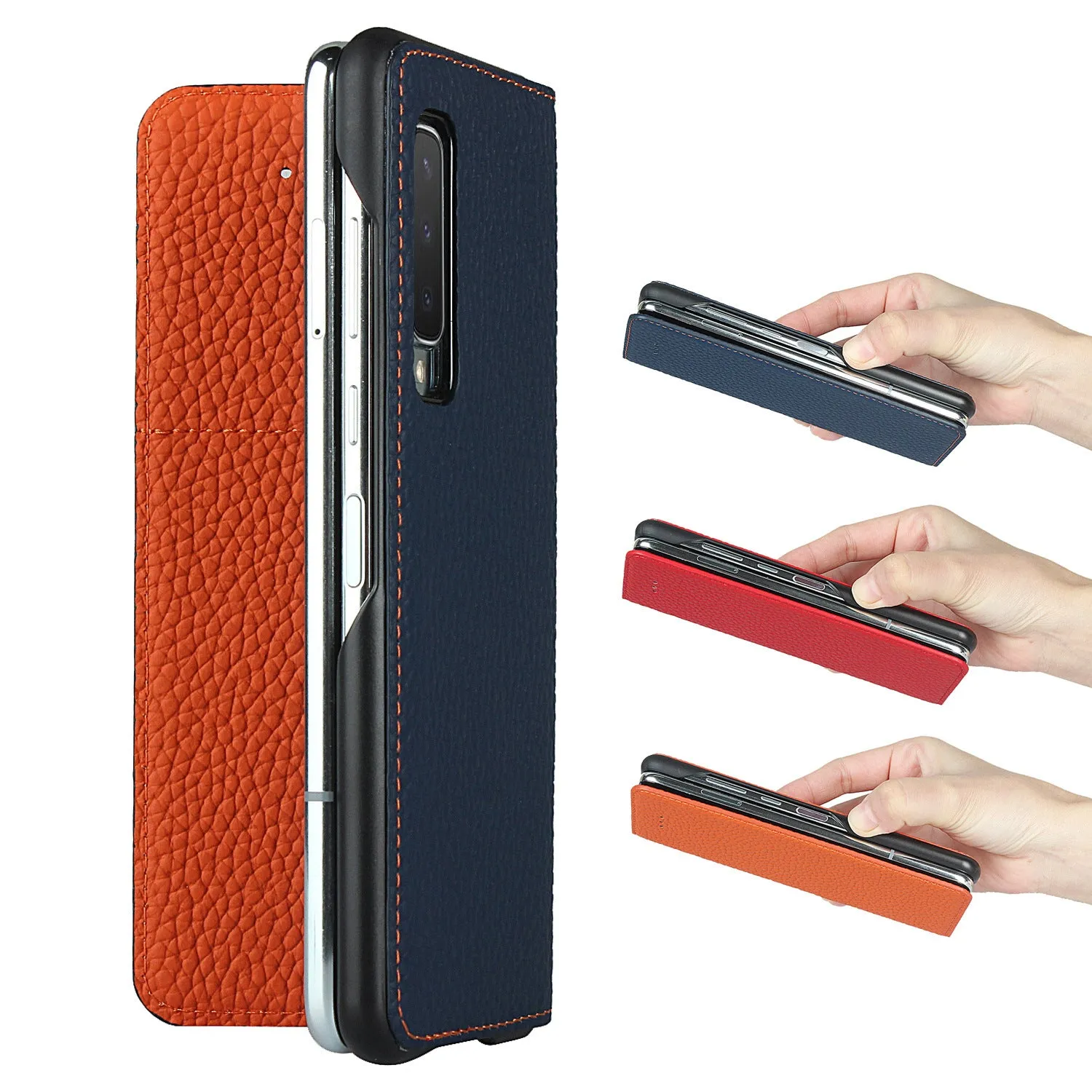 Samsung Galaxy Z fold Bracket leather Black Shockproof phone case for card slot wallet