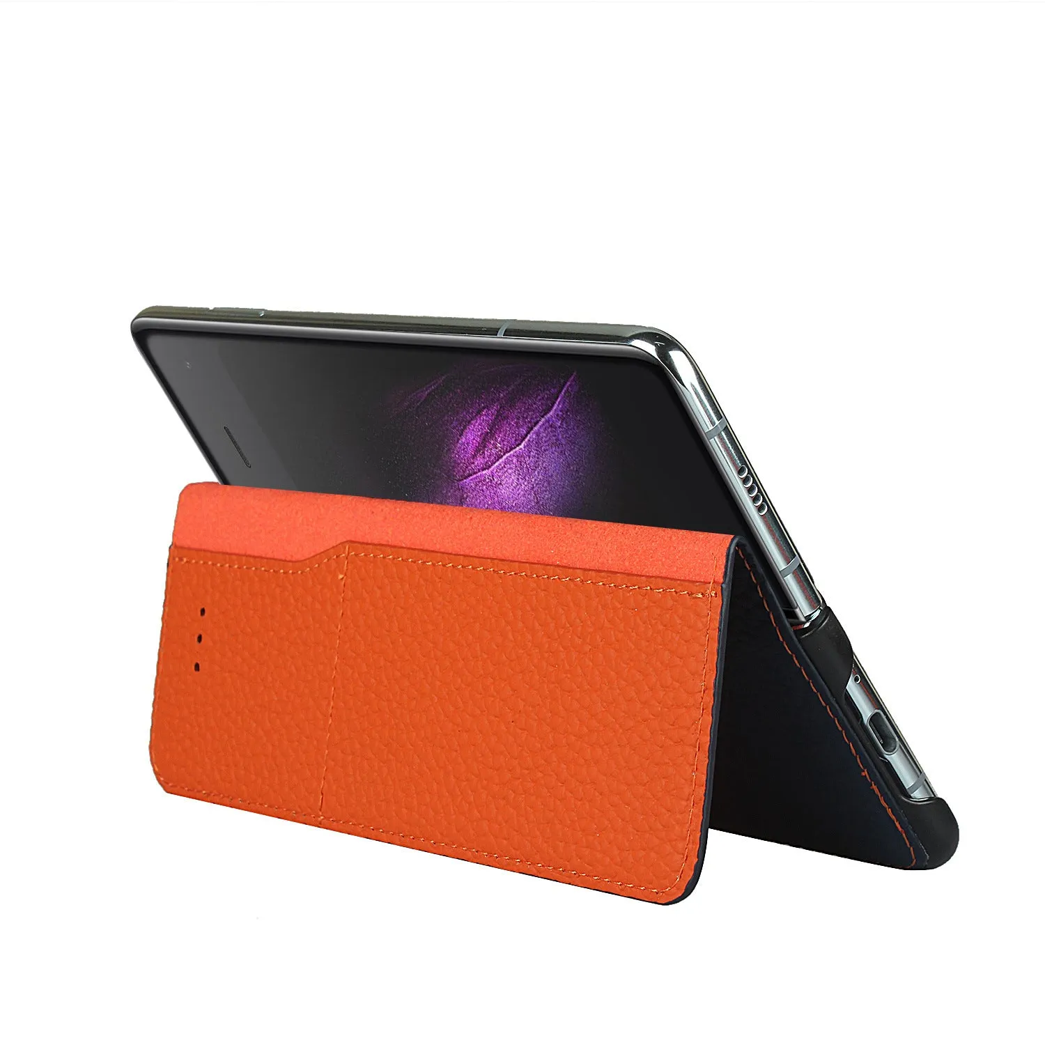 Samsung Galaxy Z fold Bracket leather Black Shockproof phone case for card slot wallet