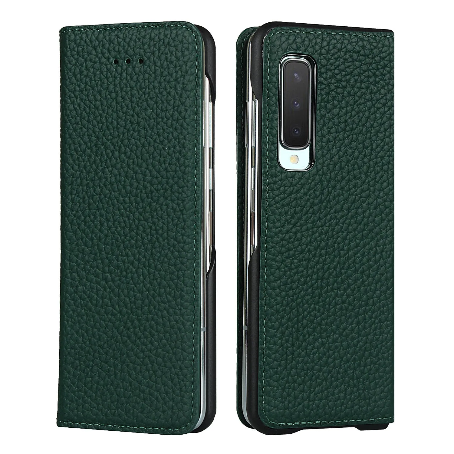 Samsung Galaxy Z fold Bracket leather Black Shockproof phone case for card slot wallet