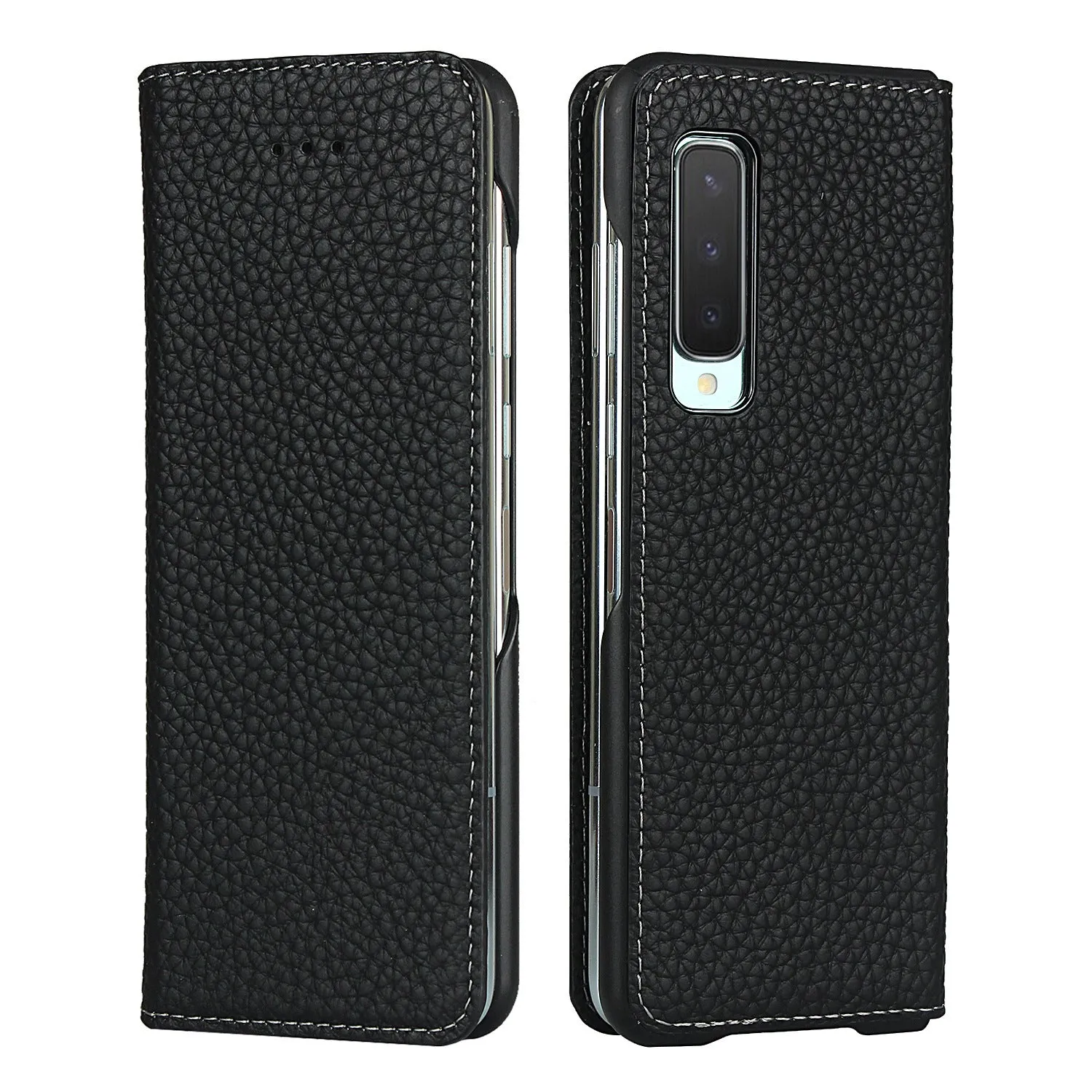 Samsung Galaxy Z fold Bracket leather Black Shockproof phone case for card slot wallet