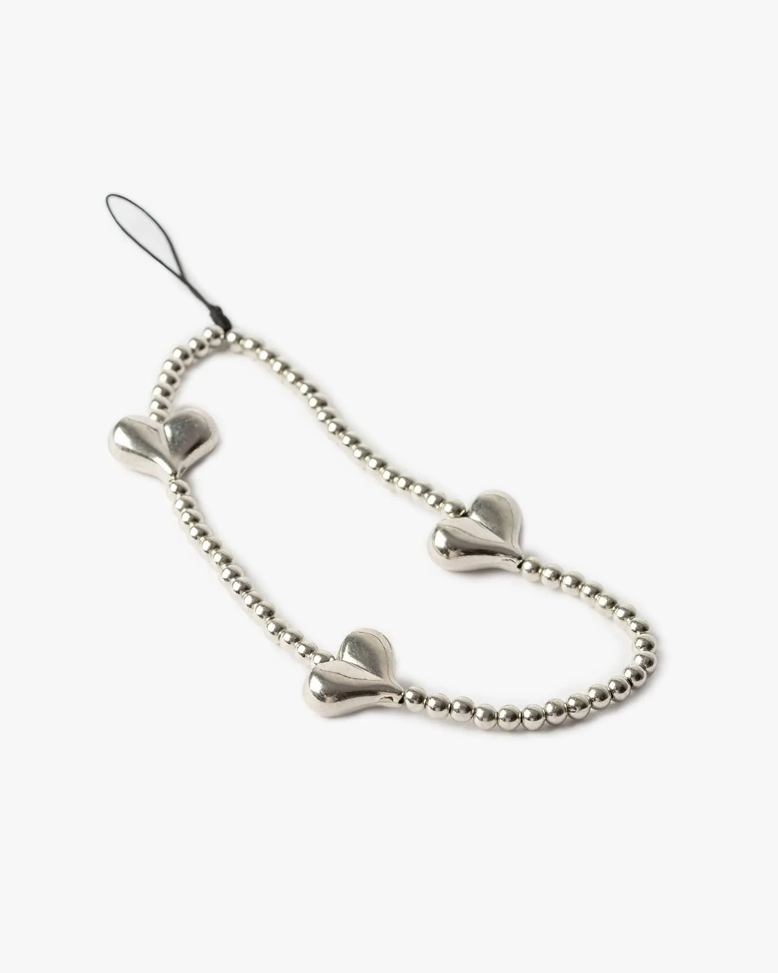 Silver Love Heart Phone Charm