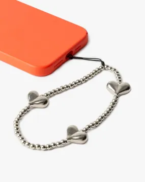 Silver Love Heart Phone Charm