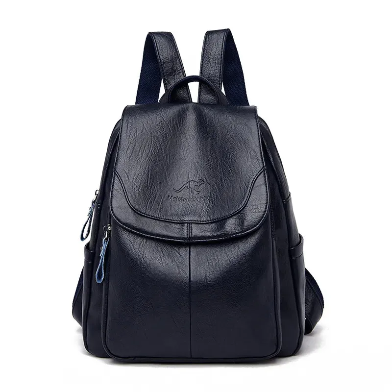 Sleek Urban Leather Backpack for Women