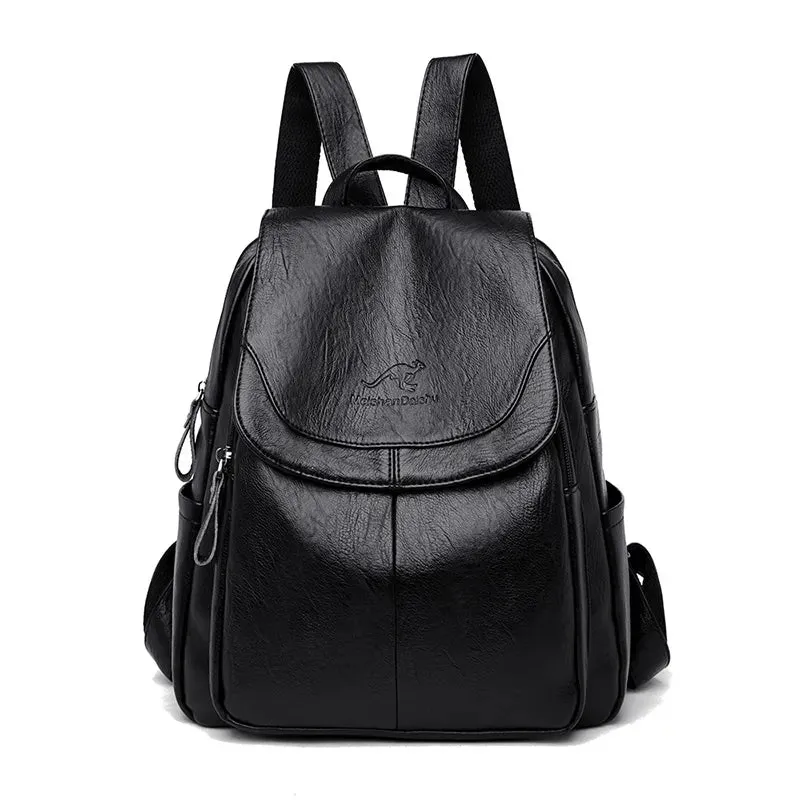 Sleek Urban Leather Backpack for Women