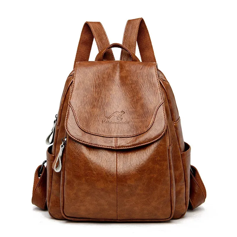 Sleek Urban Leather Backpack for Women